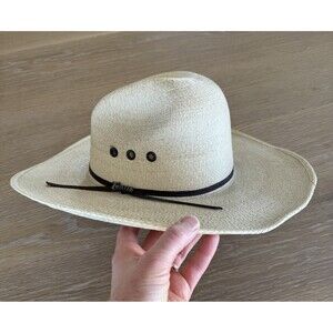 Twister 20x Straw Cowboy Men’s Hat Size 7 1/8 Beige Cream Tan Palm Comfort
